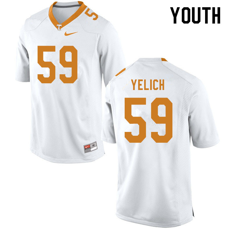 Youth #59 Jake Yelich Tennessee Volunteers College Football Jerseys Sale-White - Click Image to Close